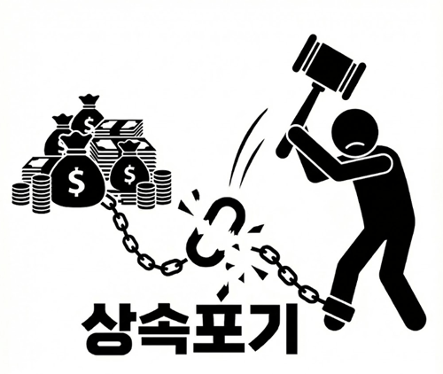 "상속포기 기간과 방법을 통해 빚(채무)의 사슬을 법봉으로 끊는 일러스트