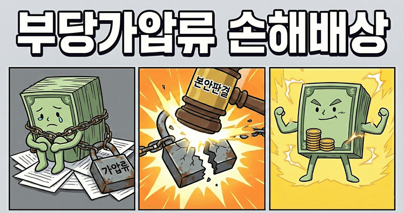 부당가압류 손해배상 청구를 위해 본안판결로 가압류 자물쇠를 부수는 채권가압류 해결 이미지